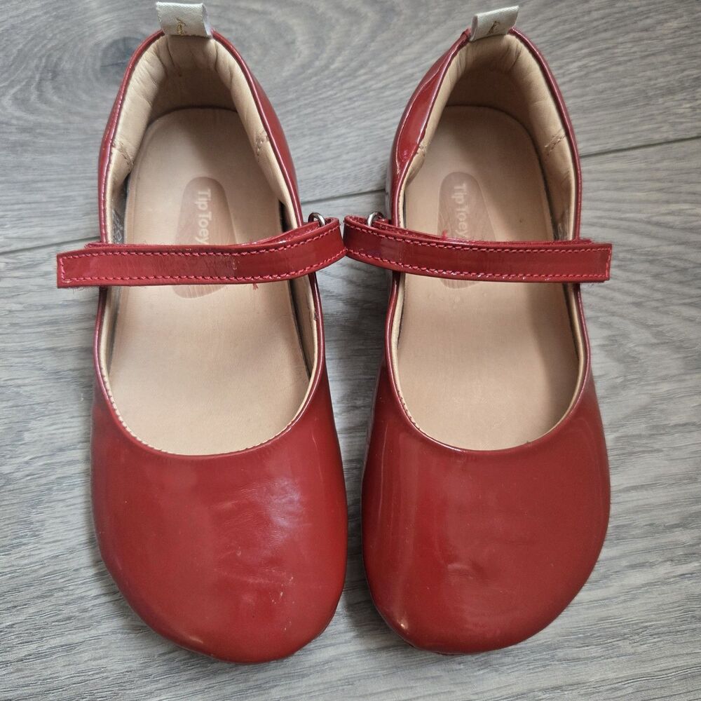 Tip Toey Joey Red Patent Leather Mary Jane Flats Barefoot Toddler US 9 EUR 26